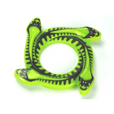 lime ring 4 x 4 with 2 x 2 hole and 4 snake head ends and black and dark green scales snake pattern ninjago spinner crown