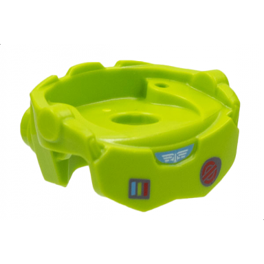 lime minifigure spacesuit with 2 studs on back star command logo medium blue lime and red lines circle symbol pattern