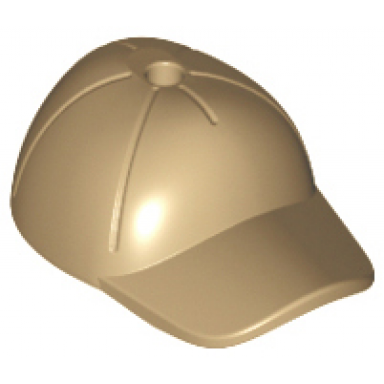 dark tan minifigure headgear cap - short curved bill with seams and hole on top