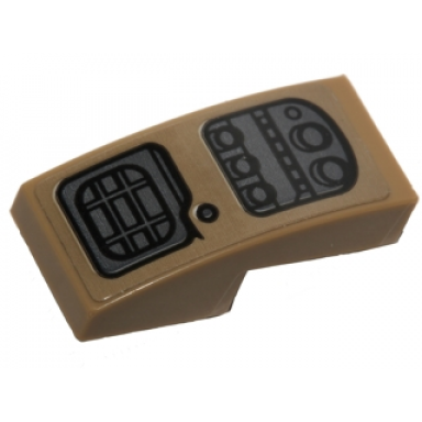 dark tan slope curved 2 x 1 x 2 3 with sw pao backpack pattern sticker - set 75156