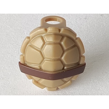 dark tan minifigure turtle shell with dark brown horizontal belt pattern