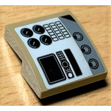 dark tan slope curved 2 x 2 x 2 3 with gauges and buttons truck control panel pattern sticker - set 42078