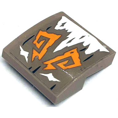 dark tan slope curved 2 x 2 x 2 3 with bright light orange geometric spirals white ice and black lines pattern sticker - set 71748