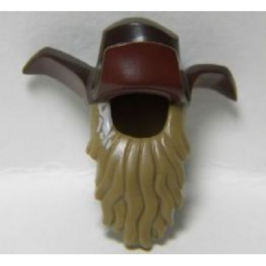 dark tan minifigure hair combo hair with hat bushy with beard long with white at temples and hat with 3 flaps pattern