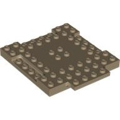 dark tan brick modified 8 x 8 x 2 3 with 1 x 4 indentations and 1 x 4 plate