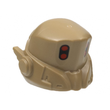 dark tan minifigure headgear helmet space right antenna pronounced brow 4 red dots pattern