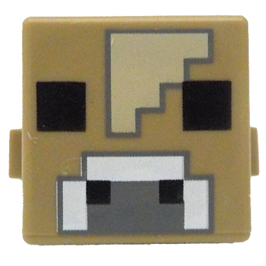 dark tan creature head pixelated with black eyes and nostrils white and dark bluish gray nose and tan forehead pattern minecraft mooshroom