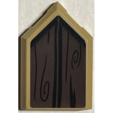 dark tan tile modified 2 x 3 pentagonal with black and dark brown wood grain pattern sticker - set 76407