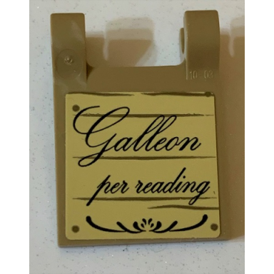 dark tan flag 2 x 2 square with script galleon per reading on tan background pattern on both sides stickers - set 75978