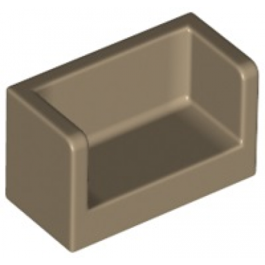 dark tan panel 1 x 2 x 1 with rounded corners and 2 sides