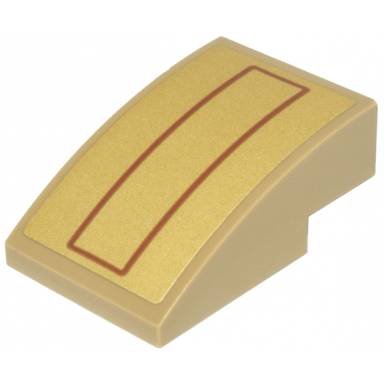 dark tan slope curved 3 x 2 with dark orange rectangle on gold background pattern sticker - set 76210