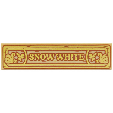 dark tan tile 1 x 4 with gold and reddish brown snow white in frame pattern