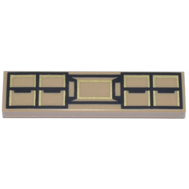 dark tan tile 1 x 4 with black and gold rectangles pattern brickheadz batman batman v superman utility belt