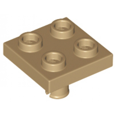 dark tan plate modified 2 x 2 with pin on bottom