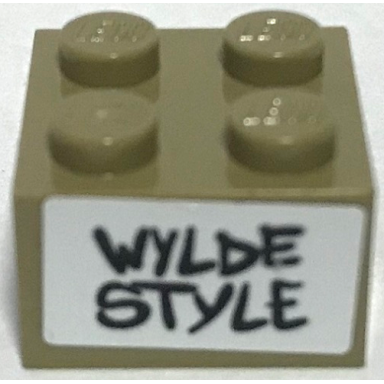 dark tan brick 2 x 2 with black wylde style on white background pattern sticker - set 70922