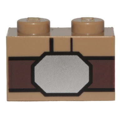dark tan brick 1 x 2 with dark brown belt and silver buckle pattern brickheadz luke skywalker abdomen