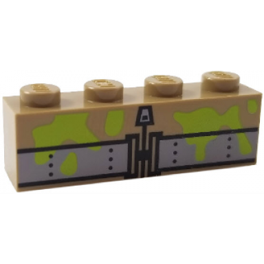 dark tan brick 1 x 4 with lime slime and light bluish gray belt and zipper pattern brickheadz peter venkman abdomen