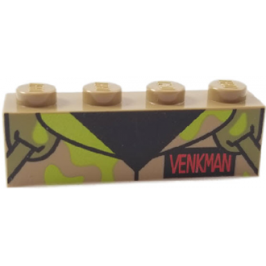 dark tan brick 1 x 4 with jumpsuit with lime slime black undershirt olive green straps and red venkman pattern brickheadz peter venkman chest