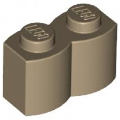 dark tan brick modified 1 x 2 with log profile
