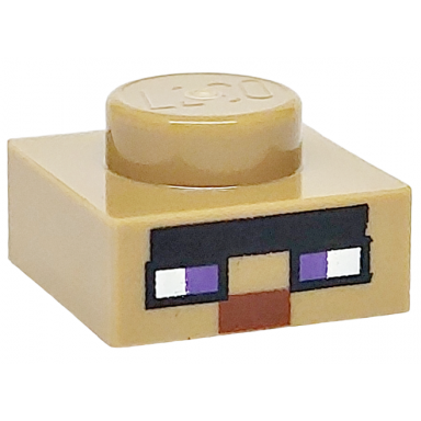 dark tan plate 1 x 1 with dark purple and white squares black and reddish brown rectangles pattern minecraft micromob witch face