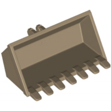 dark tan vehicle digger bucket 7 teeth 3 x 6 with locking 2 finger hinge