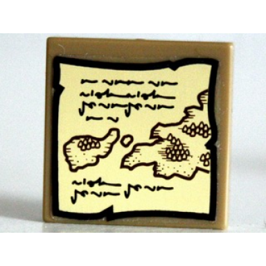 dark tan tile 2 x 2 with map gondor pattern sticker - set 10237