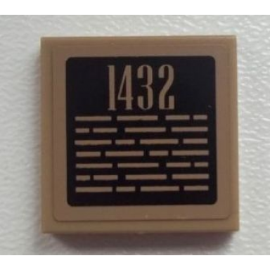 dark tan tile 2 x 2 with 1432 and line segments pattern sticker - set 60026
