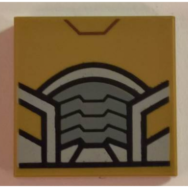 dark tan tile 2 x 2 with light bluish gray chin guard and dark bluish gray ribbed mouth covering pattern brickheadz star-lord face mask