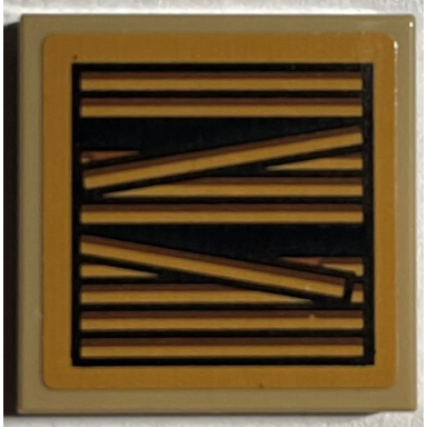 dark tan tile 2 x 2 with air vent with broken slats pattern 1 sticker - set 76407