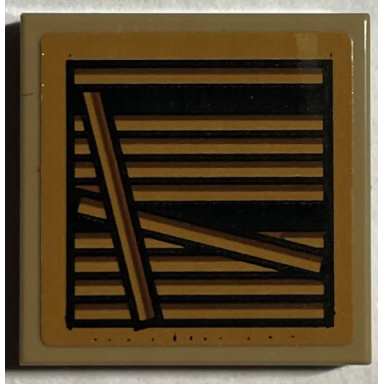 dark tan tile 2 x 2 with air vent with broken slats pattern 2 sticker - set 76407
