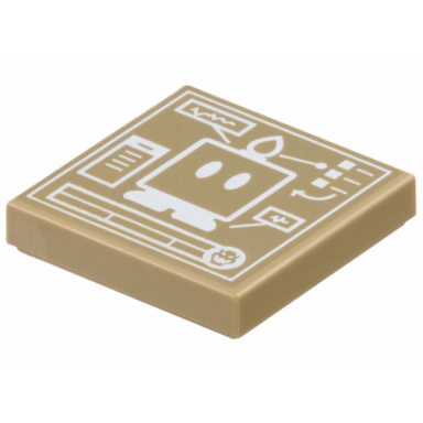 dark tan tile 2 x 2 with white super mario bob-omb schematic pattern