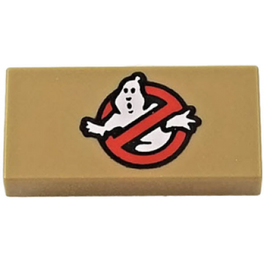 dark tan tile 1 x 2 with ghostbusters logo pattern brickheadz peter venkman sleeve