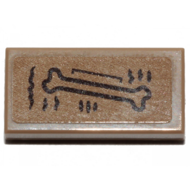 dark tan tile 1 x 2 with bone pattern sticker - set 21320