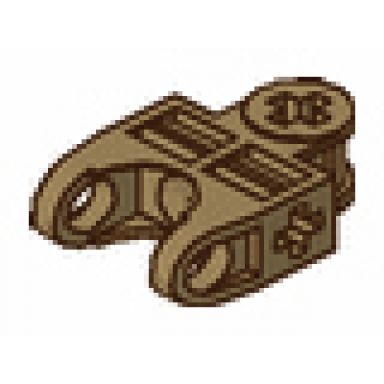 dark tan technic axle connector 2 x 3 with ball joint socket - open sides angled forks with closed axle holes