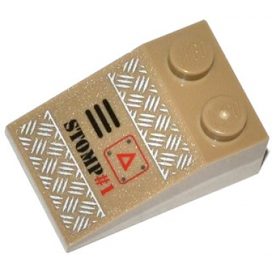 dark tan slope 33 3 x 2 with tread plates grille red triangle and stomp 1 pattern model right side sticker - set 70161