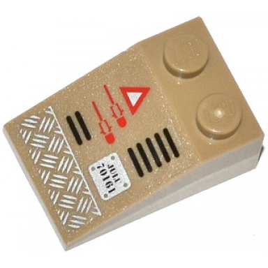 dark tan slope 33 3 x 2 with tread plate grille red triangle and julu 70161 pattern model left side sticker - set 70161