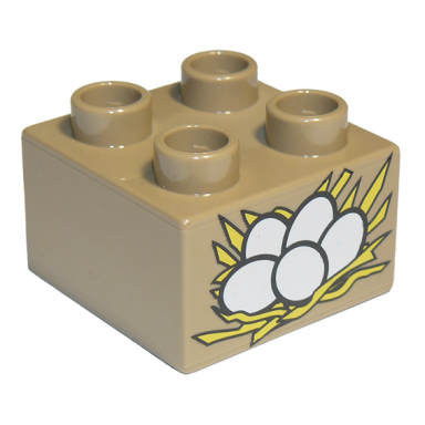 dark tan duplo brick 2 x 2 with 5 eggs in nest pattern