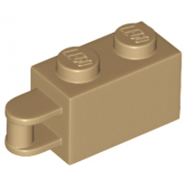 dark tan brick modified 1 x 2 with bar handle on end - bar flush with edge