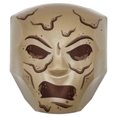 dark tan large figure face with brow and nose detail 2 x 2 round brick attachment with reddish brown eyes open mouth and lines pattern sandman