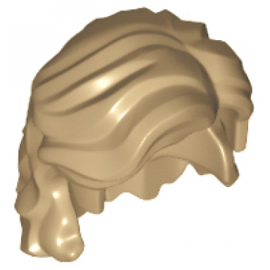 dark tan minifigure hair mid-length wavy with center part and sidelocks
