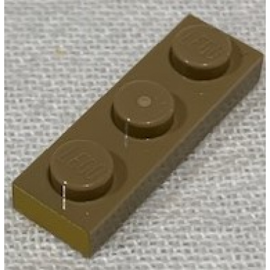 dark tan plate 1 x 3 with gold pattern on short edge