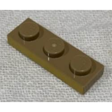 dark tan plate 1 x 3 with gold pattern on long edge