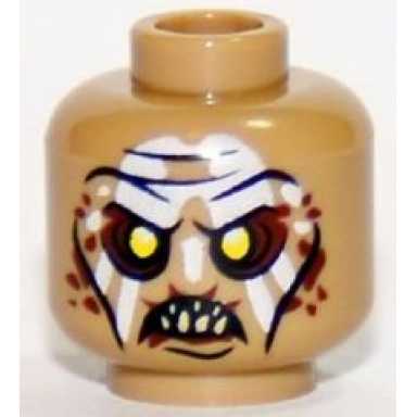 dark tan minifigure head lotr hunter orc pattern