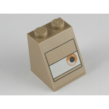 dark tan slope 65 2 x 2 x 2 with bottom tube with brown eye on white background rectangle pattern