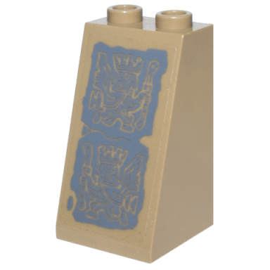 dark tan slope 75 2 x 2 x 3 - hollow studs with aztec carvings on dark bluish gray stones pattern sticker - set 7627
