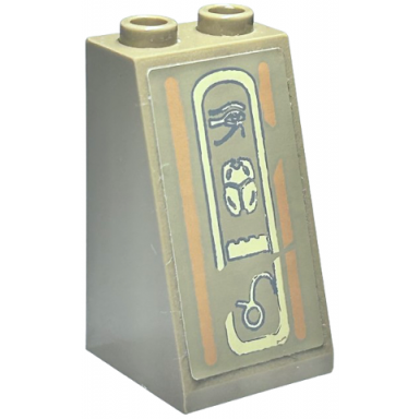 dark tan slope 75 2 x 2 x 3 - hollow studs with hieroglyphs eye of horus on top pattern sticker - set 7327