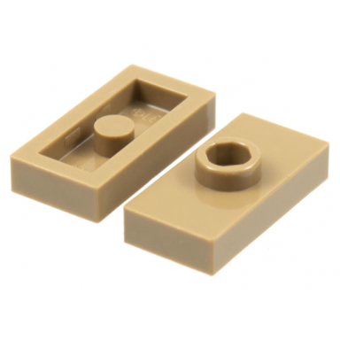 dark tan plate modified 1 x 2 with 1 stud without groove jumper