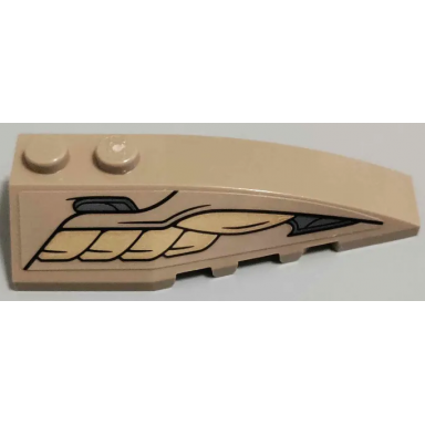 dark tan wedge 6 x 2 right with gold and dark bluish gray armor plates with black outlines pattern sticker - set 76237