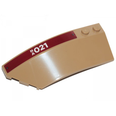 dark tan wedge 8 x 3 x 2 open left with white na021 on dark red stripe pattern sticker - set 76208
