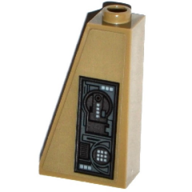 dark tan slope 75 2 x 1 x 3 with hard disk drive and circuitry pattern sticker - set 75139